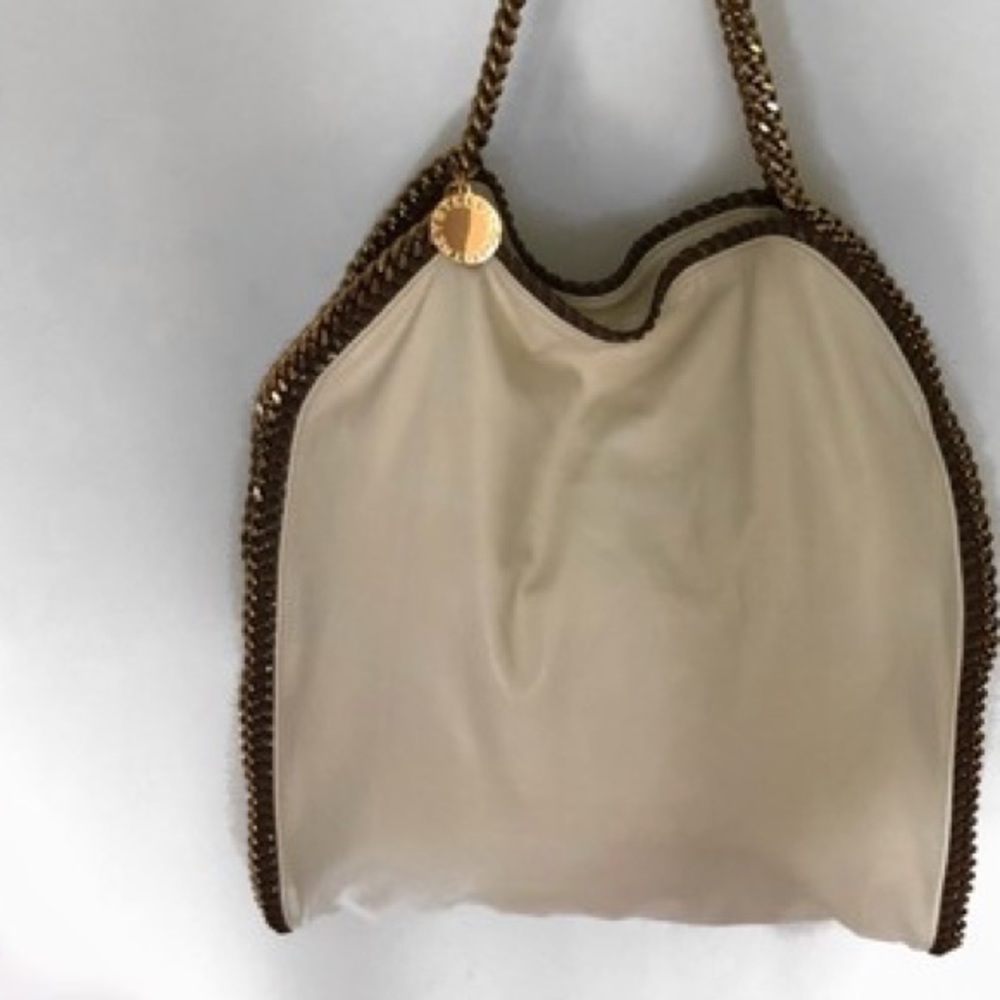 Large Falabella White Gold Leather Shoulder Bag